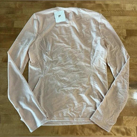 FABLETICS Long Sleeve Velour Athletic Top Light Pink Checker Print M NWT - Picture 4 of 9